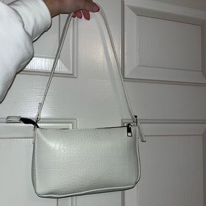 White croc shoulder bag